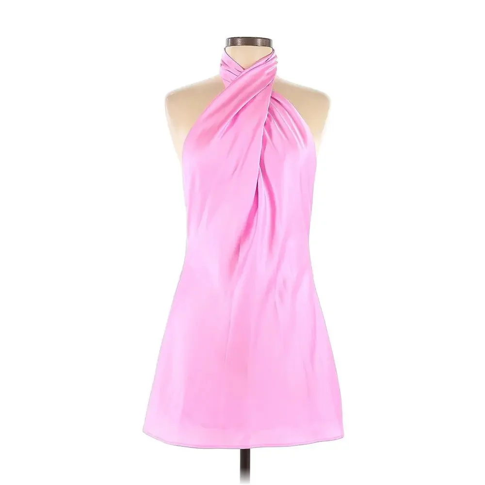 Show Me Your Mumu Jasmine Mini Dress in Pink Luxe Satin M - Picture 4 of 8